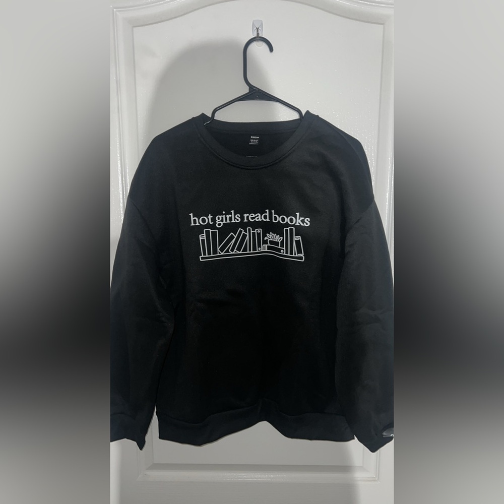 Black Sweatshirt with Book Graphic
